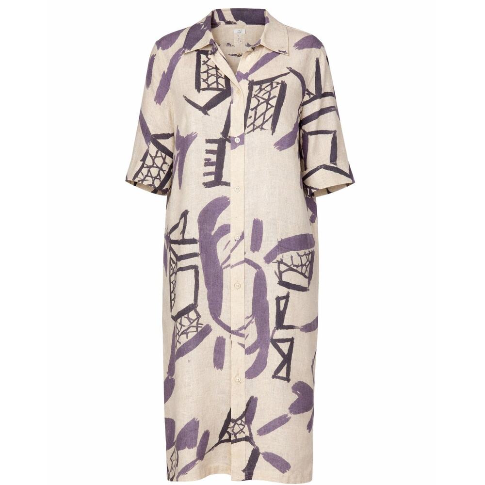 Vintage Betty Jackson Abstract Print Oversized Shirt Dress Made in England
